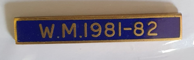 Breast Jewel Middle Date Bar 'WM 1981-82 - Gilt on Blue Enamel